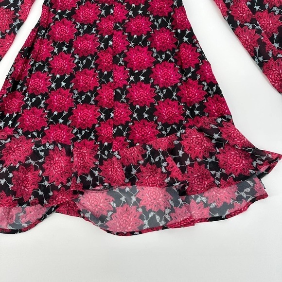 For Love and Lemons Long Sleeve red clover floral keyhole open back size small - Picture 8 of 13